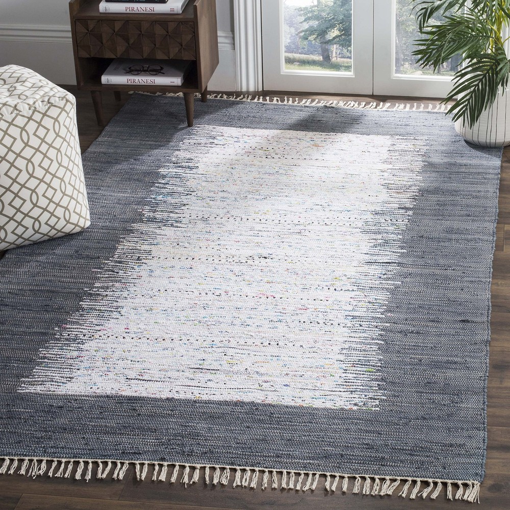 Safavieh Montauk Collection Accent Rug - 3 X 5 Ivory Grey Handmade Stripe