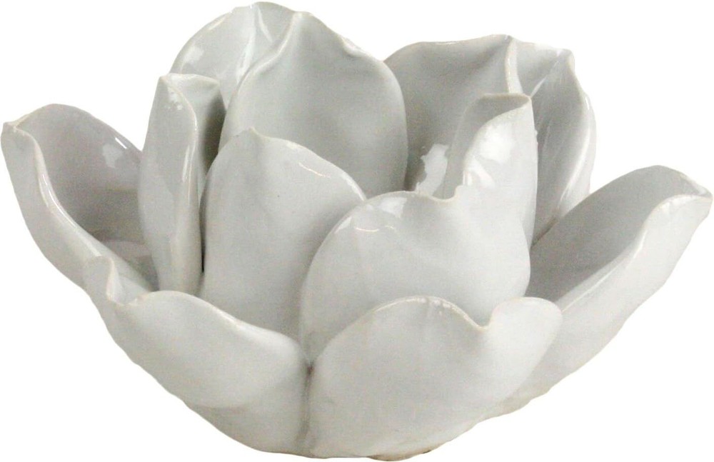 HomArt Lotus Tea Light Holder, White