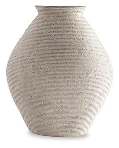 Hannela 12 Inch Modern Distressed Polyresin Vase in Antique Tan Finish