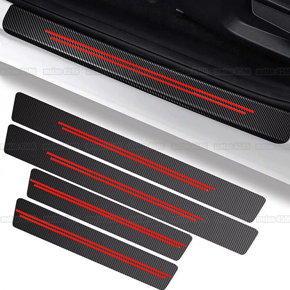 4x Carbon Fiber Car Door Scuff Sill Cover Panel Step Protector Trims Accessories