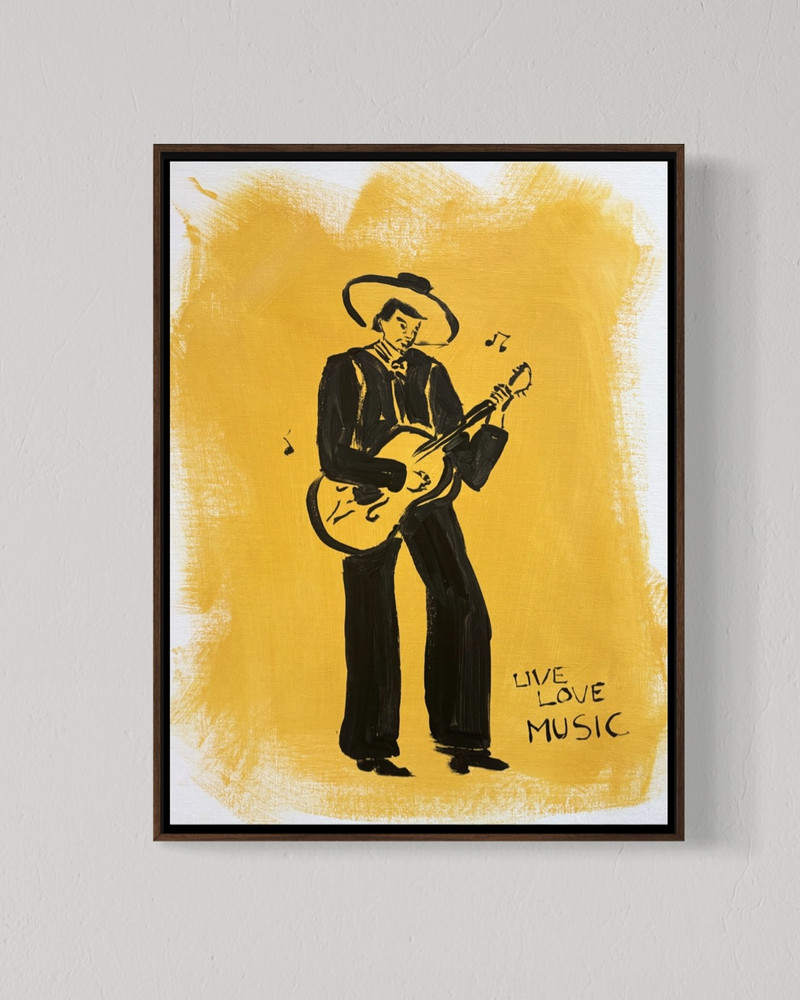 Original Live Love Music 12x16 Canvas Minimal Western Mexican Music Wall Art