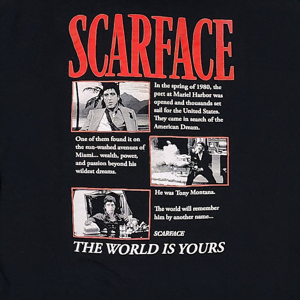 Scarface The World In Yours 2-Sided Graphic Black T-Shirt by Scarface Size 3XL