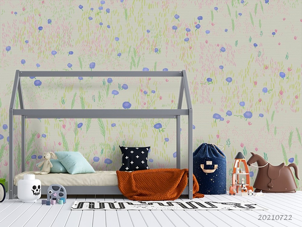 3D Watercolor Blue Floral Wall Murals Wallpaper Murals Wall Sticker