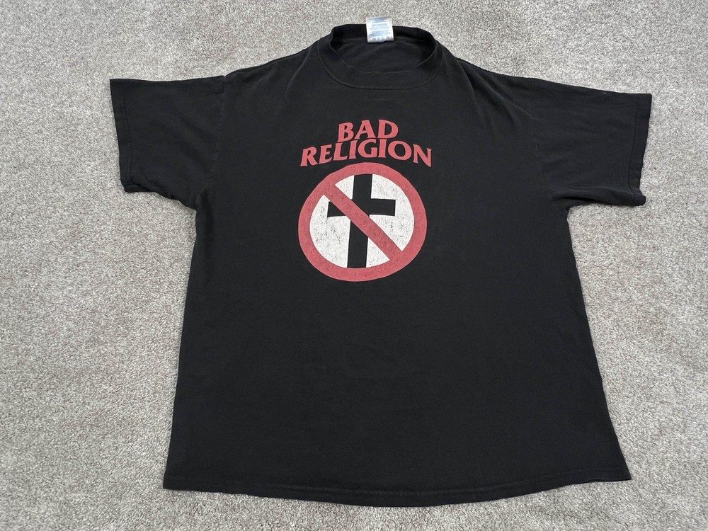VINTAGE Bad Religion Shirt Mens XL Black Crossbuster Logo Punk Rock Band