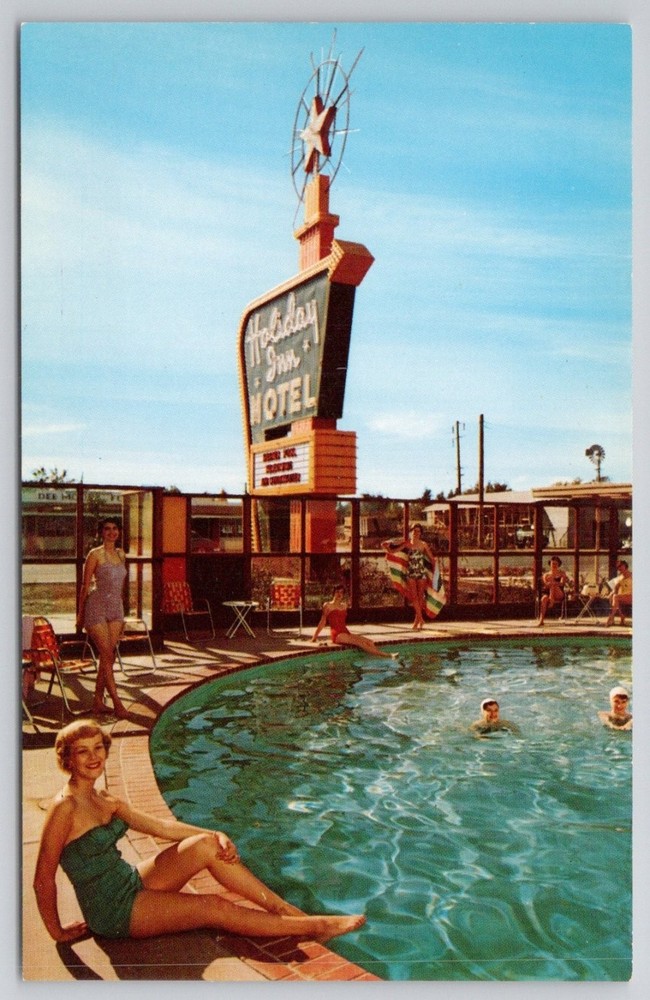 Vintage Holiday Inn Motel Postcard Amarillo Texas Route 66 Swimming Pool