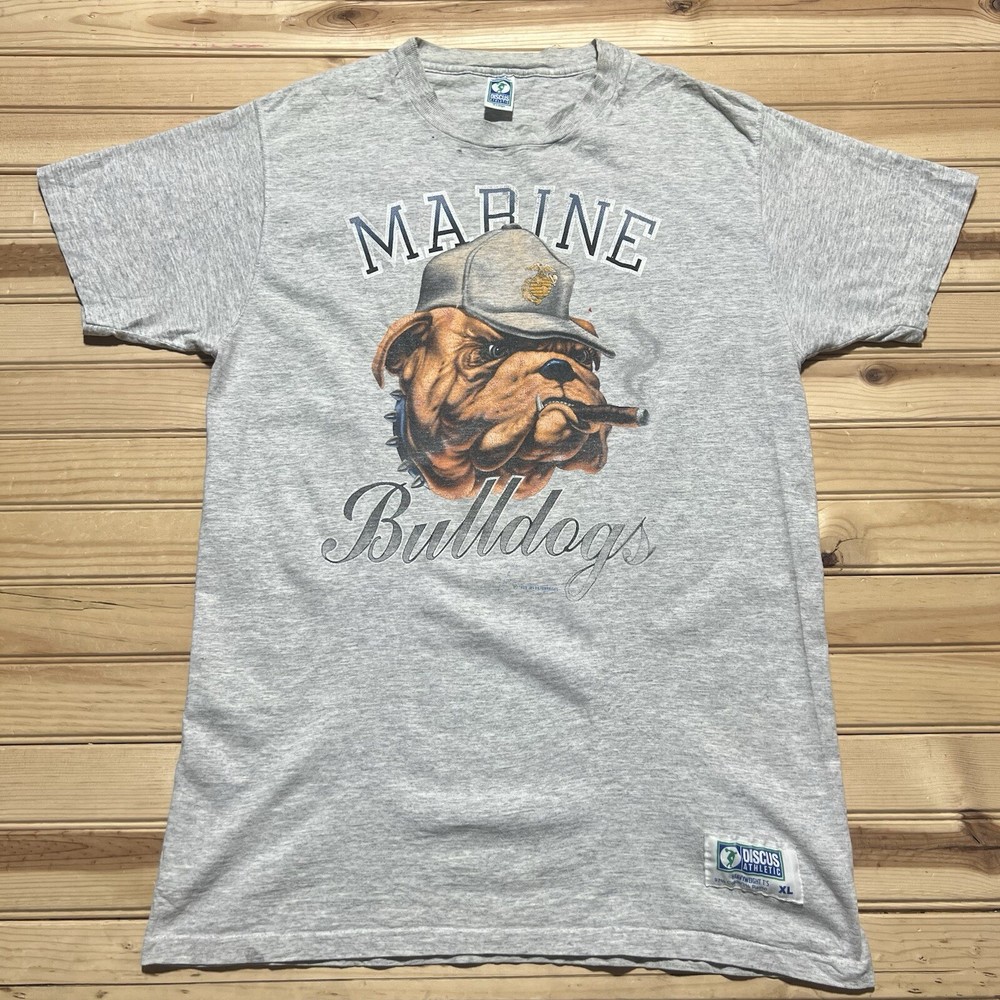 Vintage 1989 USMC Marines Bulldogs Military Graphic Shirt Mens XL Single Stitch