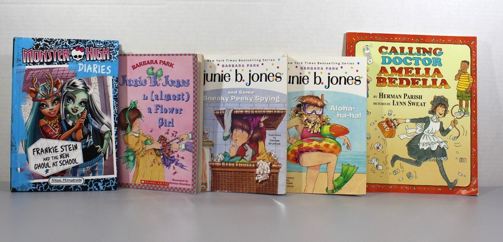 Lot 5 Early Readers Books: Junie B. Jones, Monster High Diaries, Amelia Bedelia