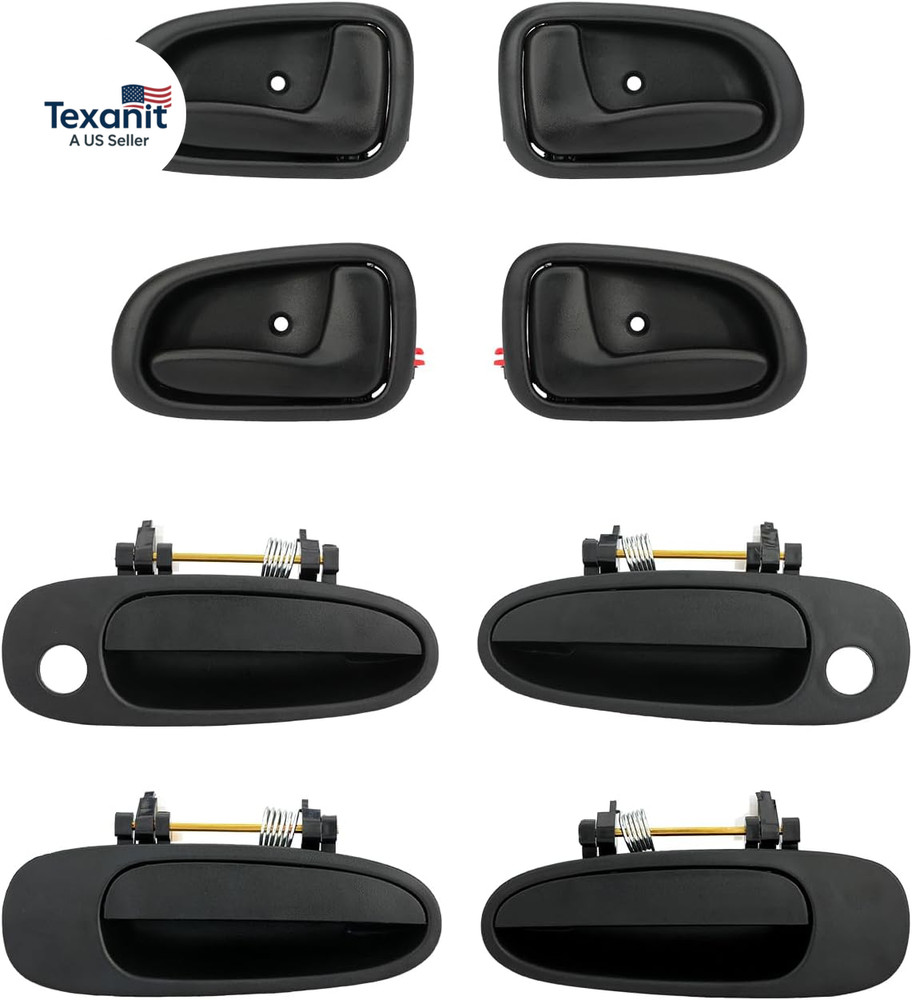 Door Handle Set, Compatible with 1993-1997 Toyota Corolla, Geo/Chevy Prizm | Int