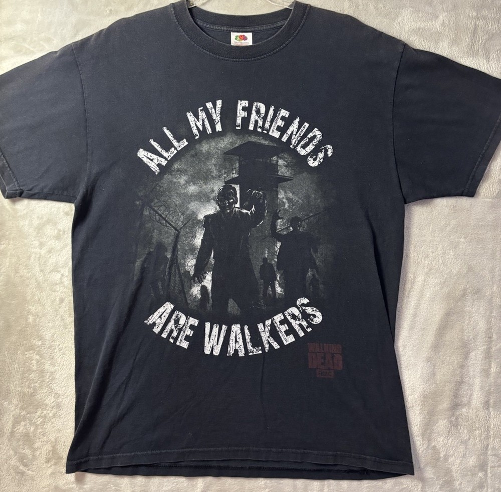 The Walking Dead AMC Zombie Walkers Graphic T Shirt Mens Large Black Horror