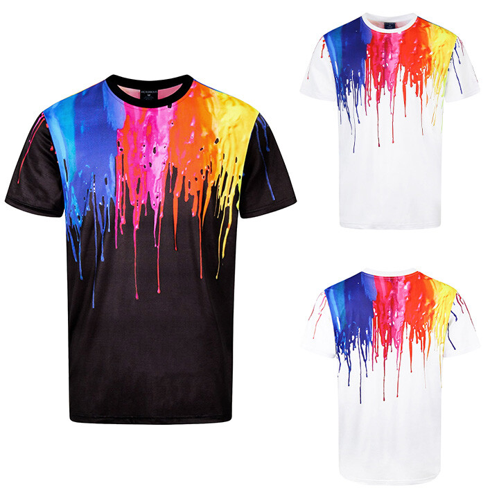 Victorious Men's Casual Abstract Paint Drip Graphic T-Shirt TS7477-image