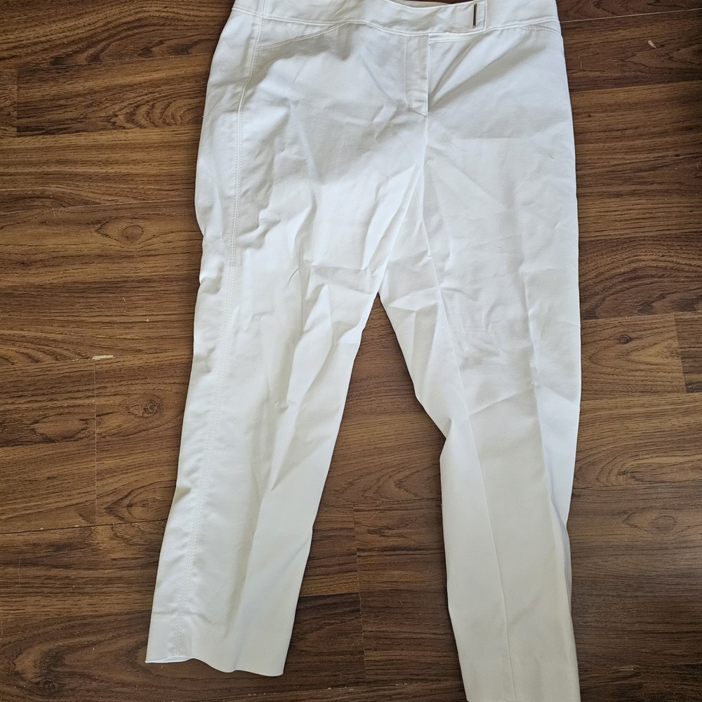 White House Black Market Pants Women Perfect Form Slim Ankle Stretch White 10 P