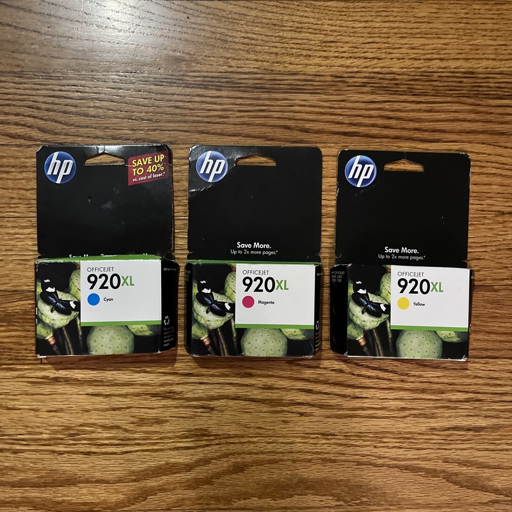 GENUINE 3-PACK HP 920XL C/M/Y High Yield Ink Cartridges SEALED Box Exp. 2012