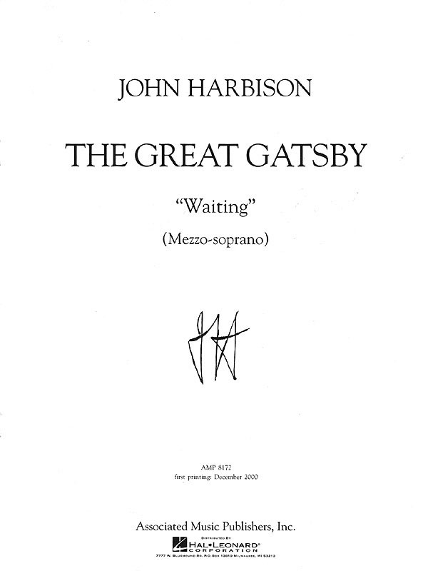 Waiting Great Gatsby Aria Mezzo-Soprano Vocal Piano Sheet Music John Harbison