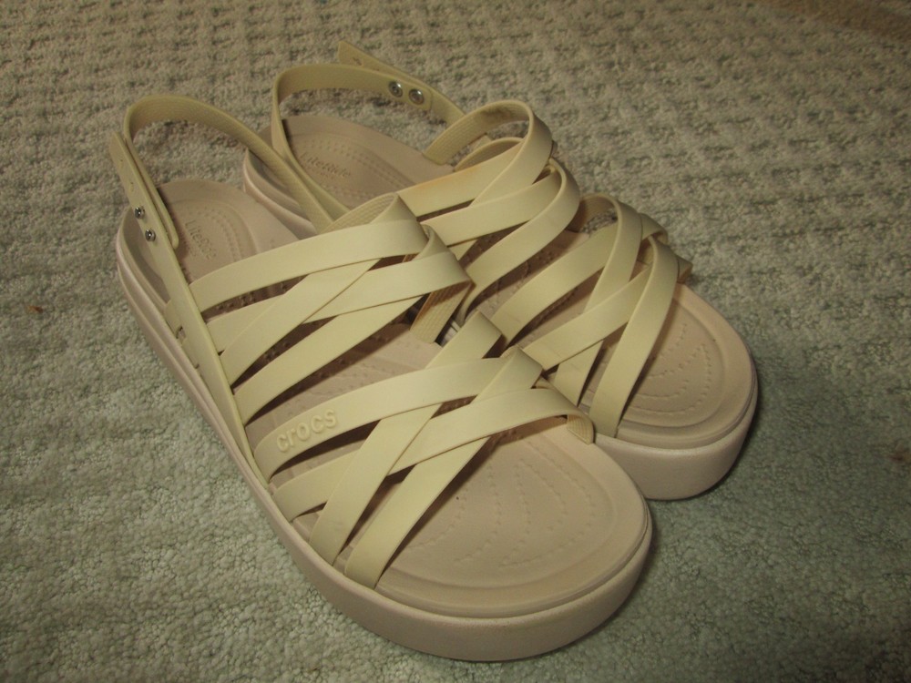 Literide By Crocs Sandals Wedge Strappy Platform Women's Size 10 Beige Shoes