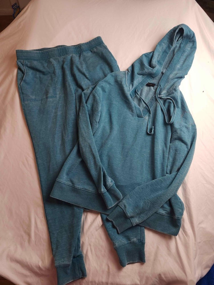 Jane Delancey Lightweight Hoodie Joggers Set Womens Medium Green Athleisure 2-Pc