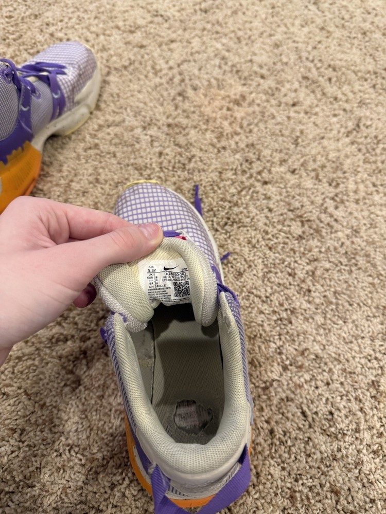 Nike LeBron Witness 7 Action Grape Vivid Orange Basketball Shoe Size 5.5