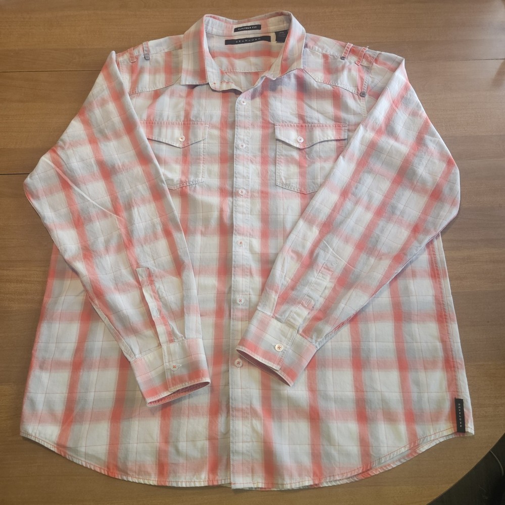 Sean John Men's Regular Size 3XL Plaid Long Sleeve Tailored Fit Button Shirt