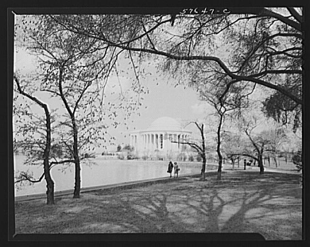Photo:Jefferson Memorial Washington DC 1930s Tidal Basin Cherry Trees