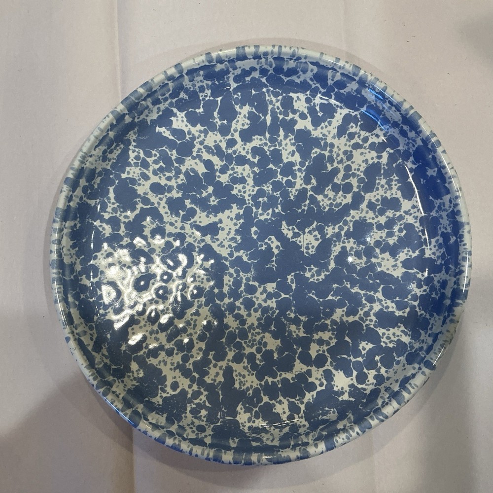 Bennington Potters 10” Dinner Plate Morning Glory Blue Sponge Glaze 1962