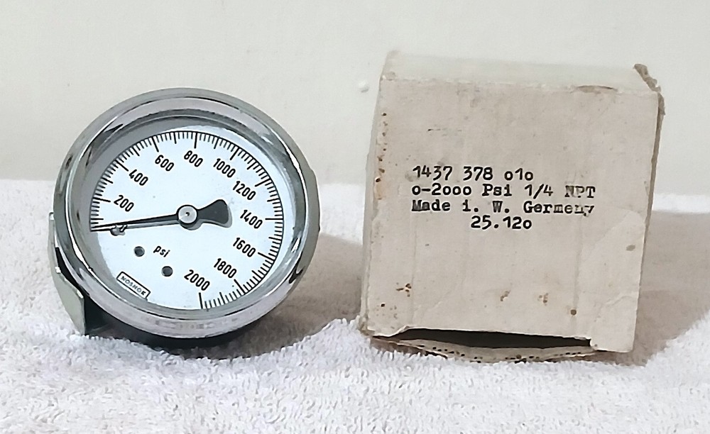 Vintage Ashcroft Pressure Gauge 0-2000 PSI 1/4 NPT West Germany Industrial
