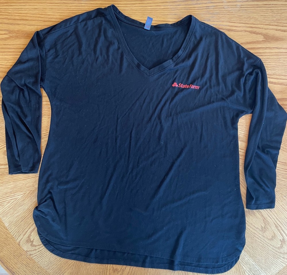 Women's State Farm Insurance Black Polyester Long Sleeve Layering TShirt XL