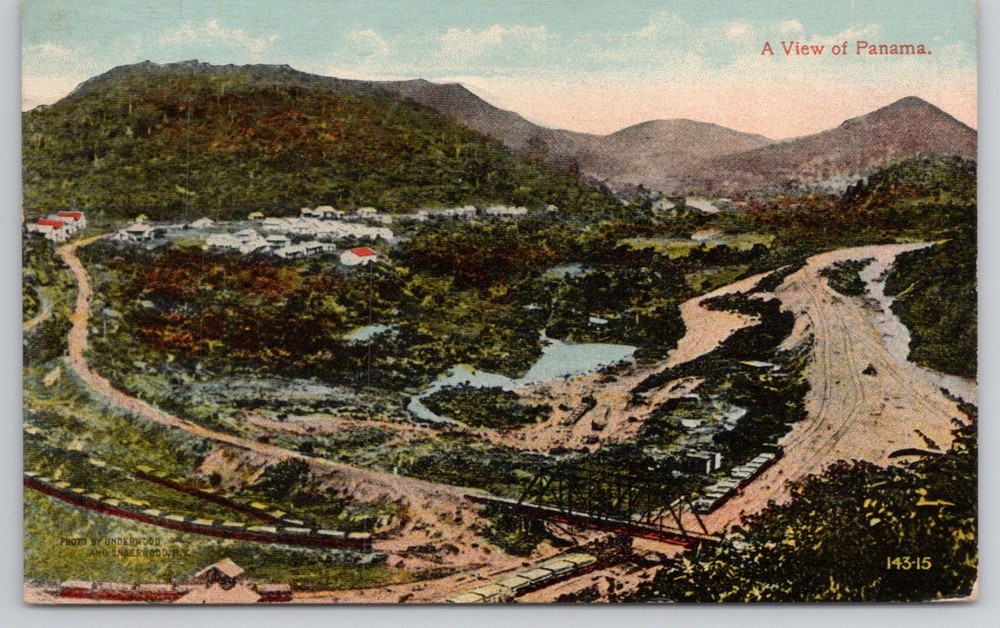 1914 Panama Canal Zone View Postcard Summit C.Z. Underwood & Underwood