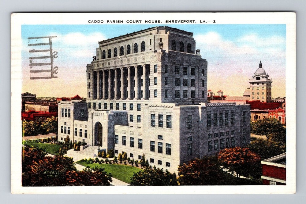 Shreveport LA-Louisiana, Caddo Parish Court House, Vintage Souvenir Postcard