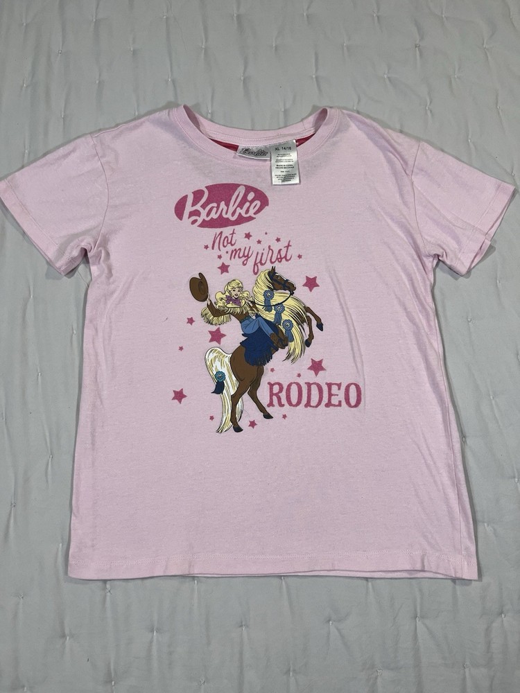 Barbie Not My First Rodeo Pink Girl's Short Sleeve T-shirt Size 14/16