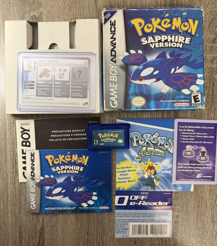 Pokemon Sapphire Version CIB Nintendo Game Boy Advance GBA Complete Box Clean