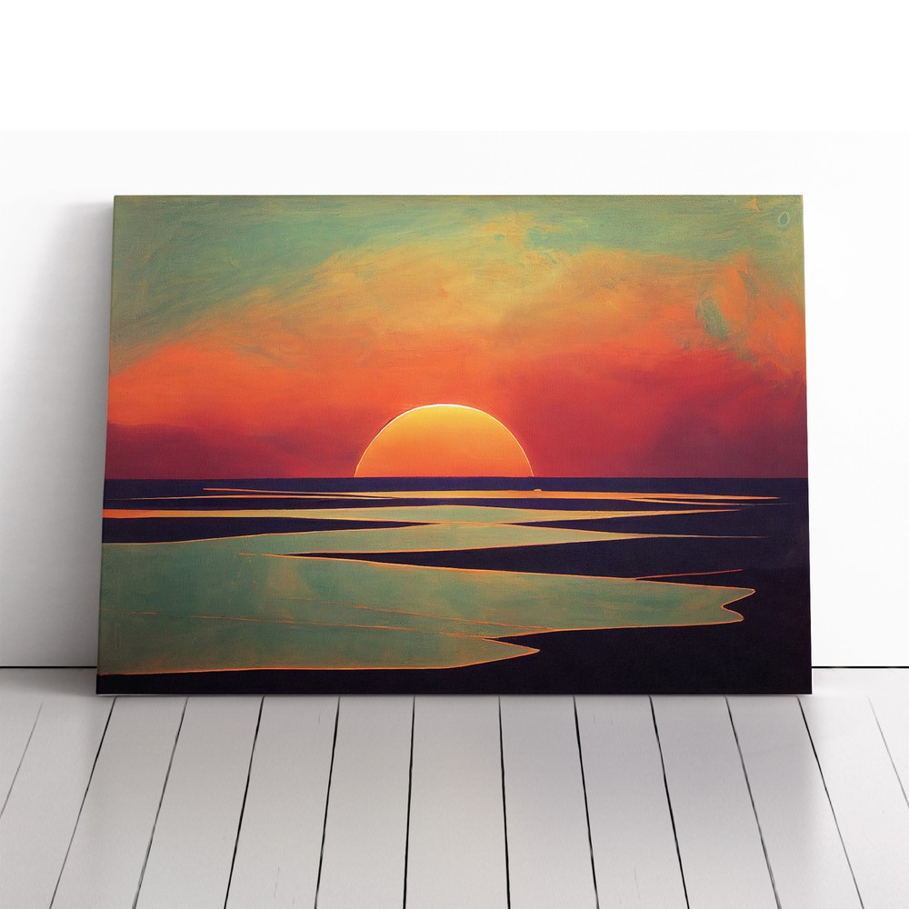Graceful Ocean Beach Sunset Canvas Wall Art Print Framed Picture Home Decor