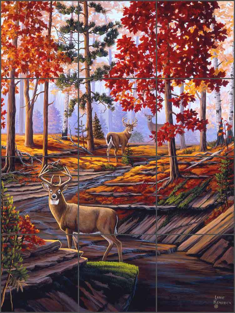 Ceramic Tile Mural Kitchen Backsplash Kendrick Deer Lodge Art POV-LKA027