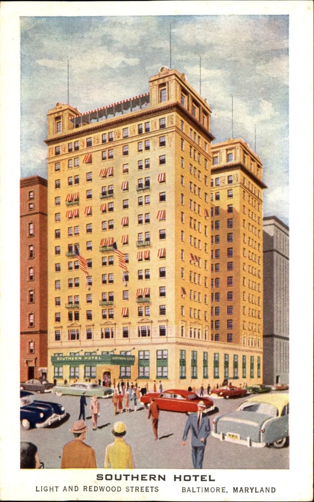 Southern Hotel Baltimore Maryland MD ~ artist rendering ~ 1920s vintage postcard