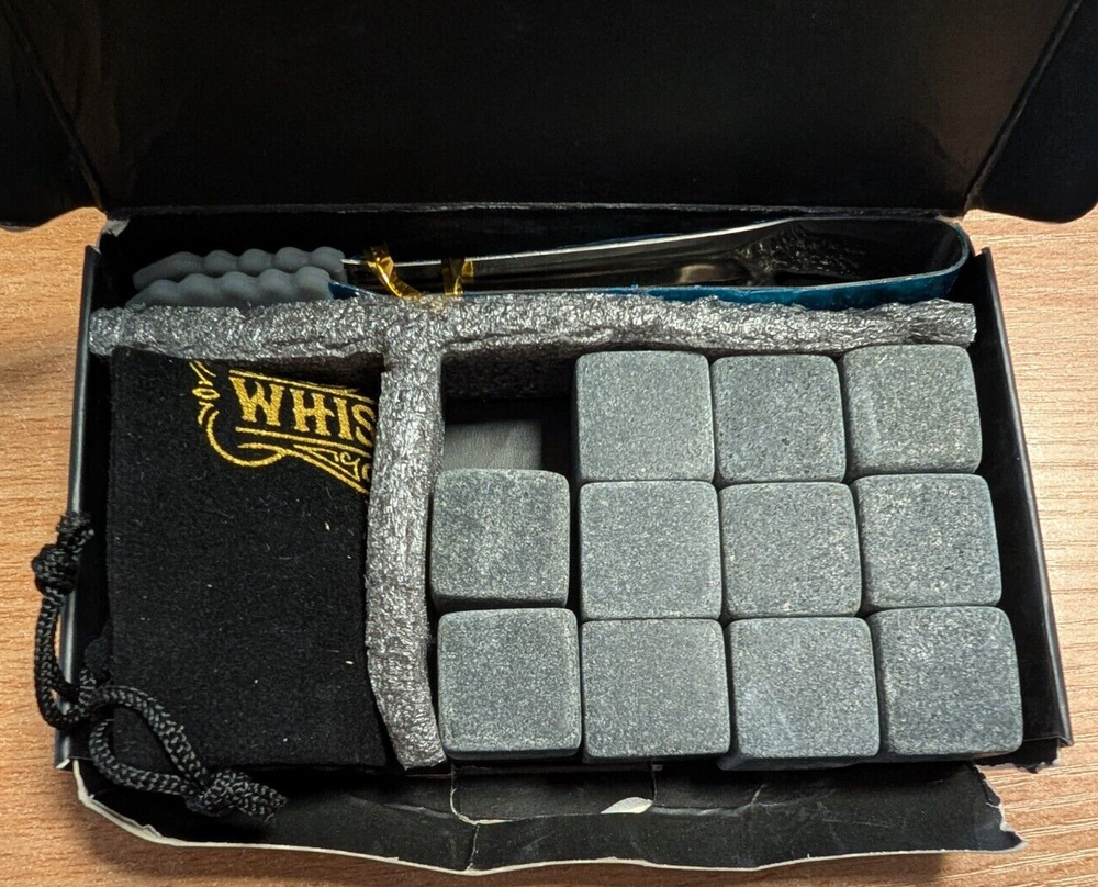 Whisky Accessories Gift Set with 12 Whiskey Stones and Pliers for Men