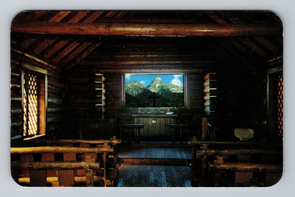 Wyoming WY Jackson Hole Teton Peaks Chapel Of Transfiguration Vintage Postcard