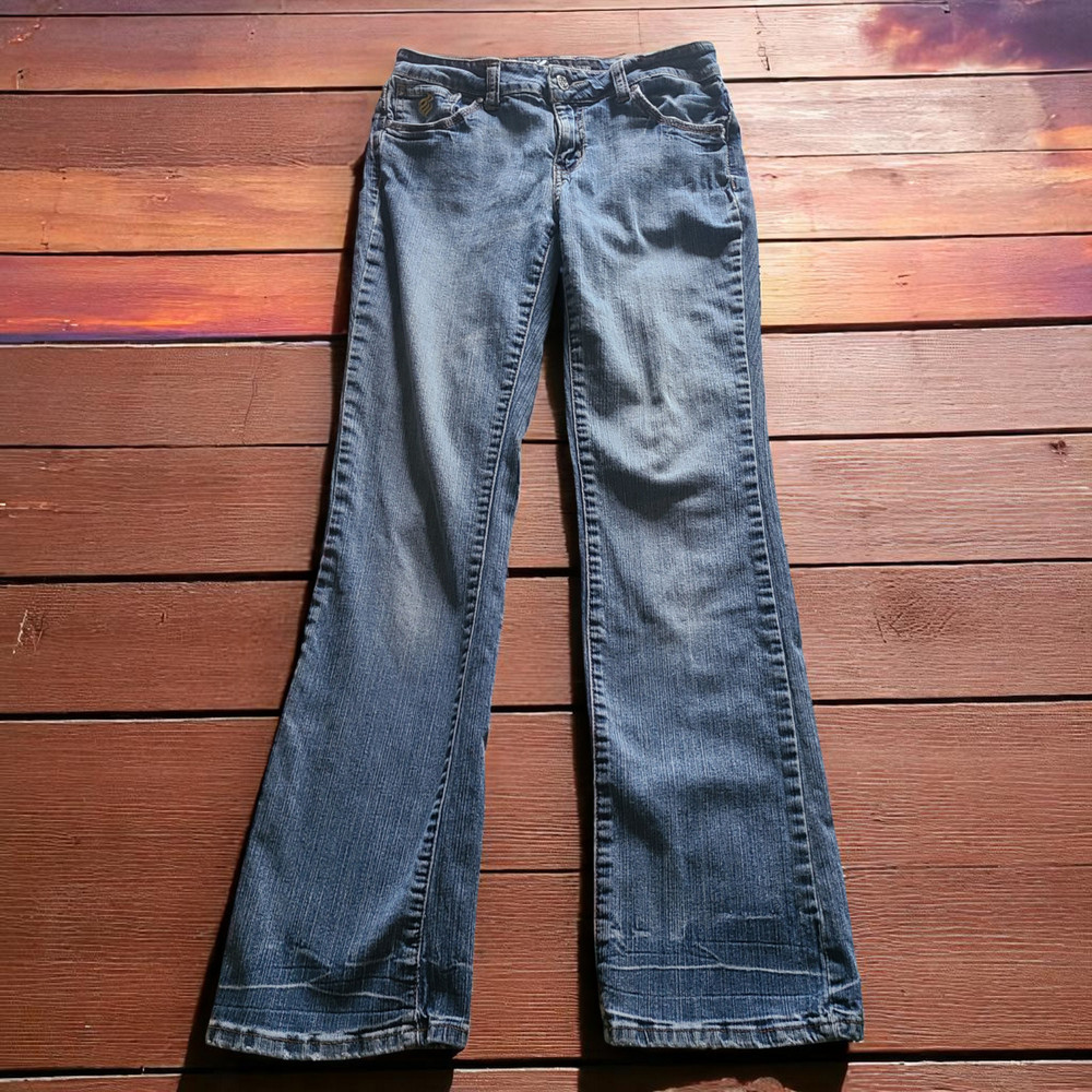Rocawear Jeans Womens Blue Denim Flare Low Rise 5 Pocket Medium Wash Size 7 Y2K