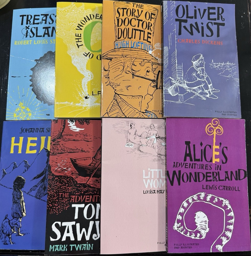 Lot of 8 Bendon Junior Illustrated Classics - Treasure Sawyer Wonderland Oz…