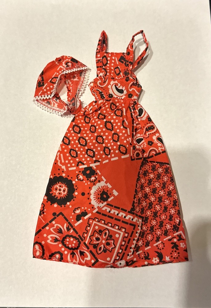 Vintage 1975 Barbie Best Buy #7423 Mattel Jumper Dress & Scarf