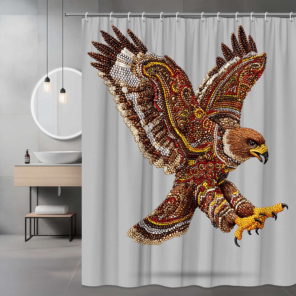 Eagle Shower Curtain Native Style Beaded Bird Graphic