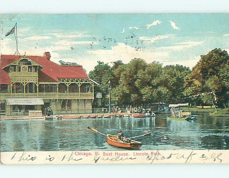 Pre-1907 BOAT HOUSE & PARK SCENE Chicago Illinois IL r7571