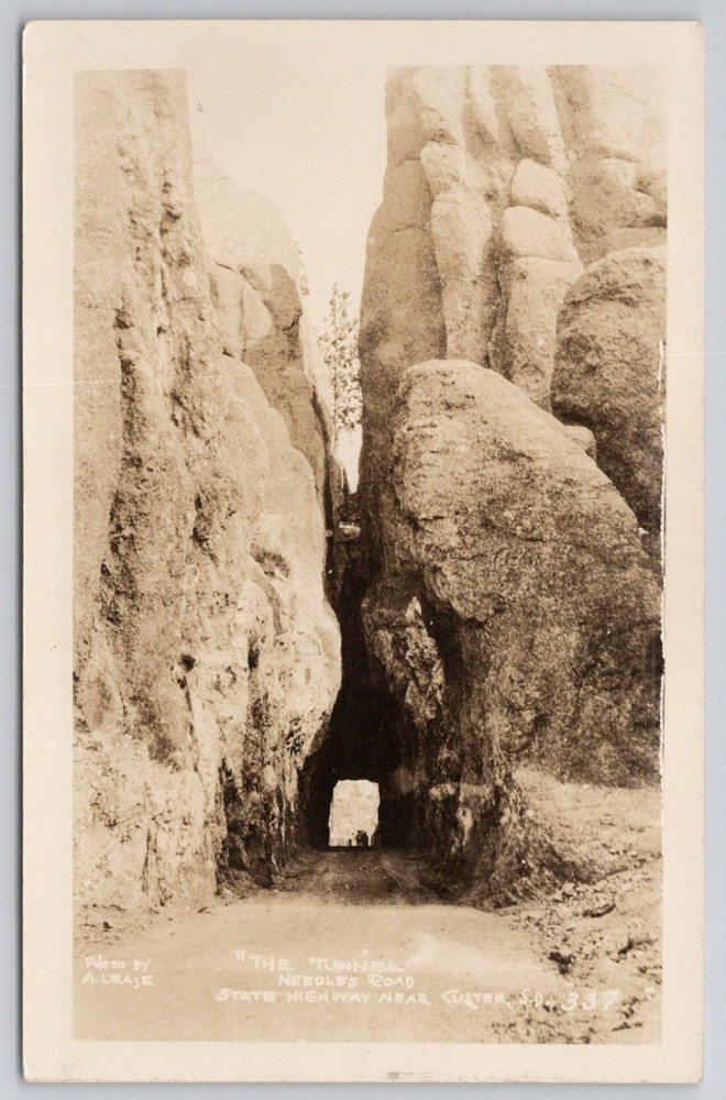 Custer SD Needles Road The Tunnel RPPC Black Hills Real Photo Postcard