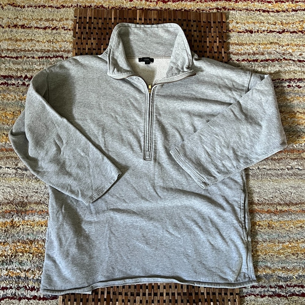 J. CREW Knit 1/4 Zip Pullover Sweater Sweatshirt Grey Men's Size Medium M