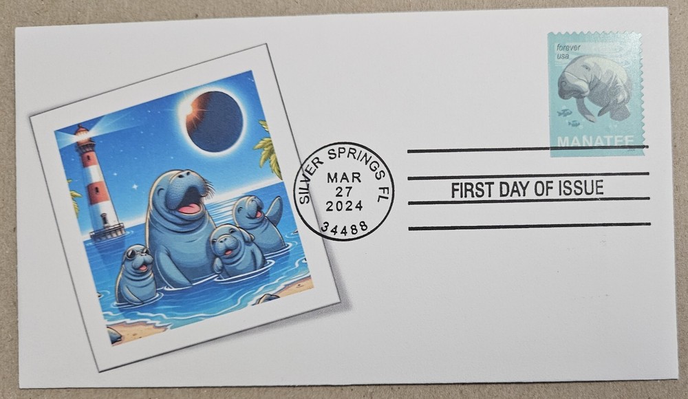 Manatees Lighthouse Family Vacation First Day Cover FDC 2024 United States Stamp