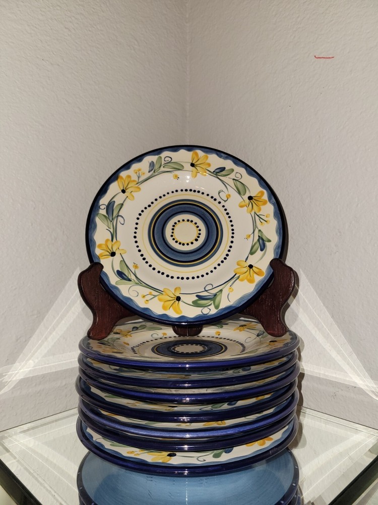 Tabletops BELLA FLORA Earthenware Hand-painted Salad Plates 8⅝