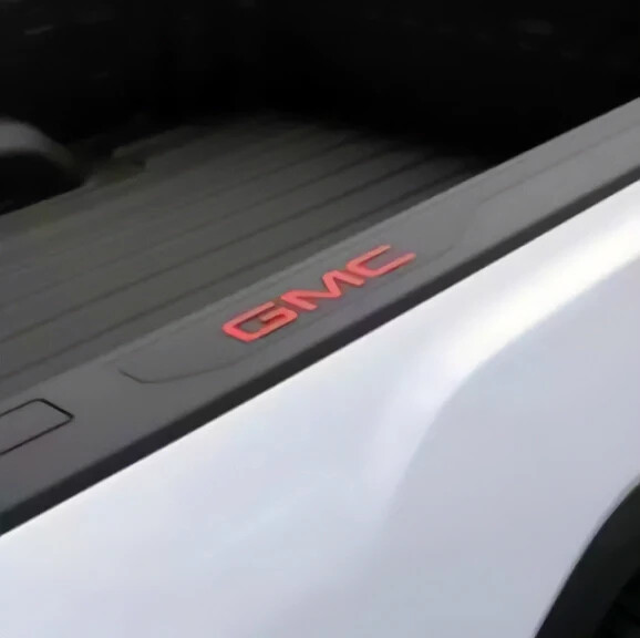 VINYL: Gloss RED Bed Rail Letters Kit For 2019 - 2023 GMC Sierra Truck