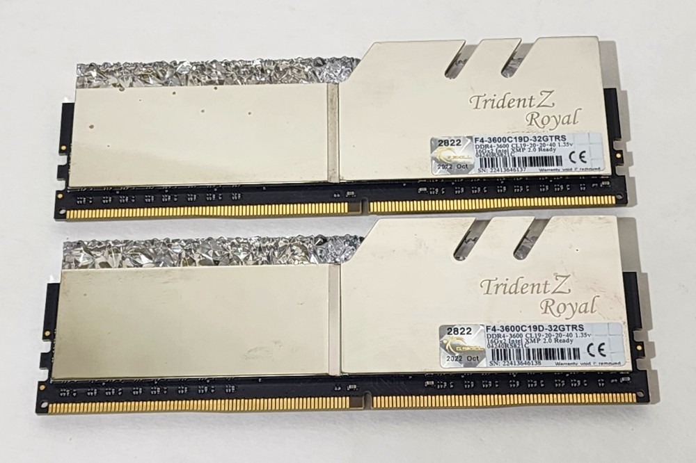32GB(2x 16GB) G.SKILL Trident Z Royal DDR4-3600 C19 Desktop Memory RAM