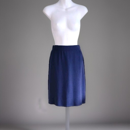 St John Collection Size 2 Navy Blue Knitted Straight Pencil Skirt