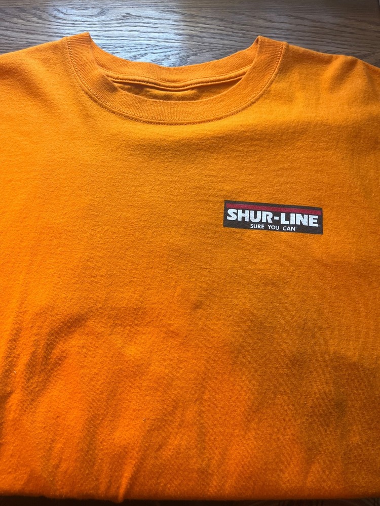 orange shut-line t-shirt