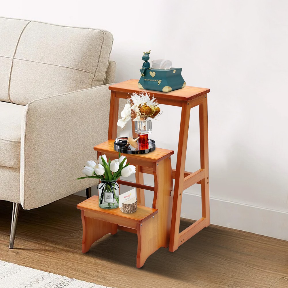 3-Step Folding Library Ladder Chair,  Portable Multifunctional Step Stool