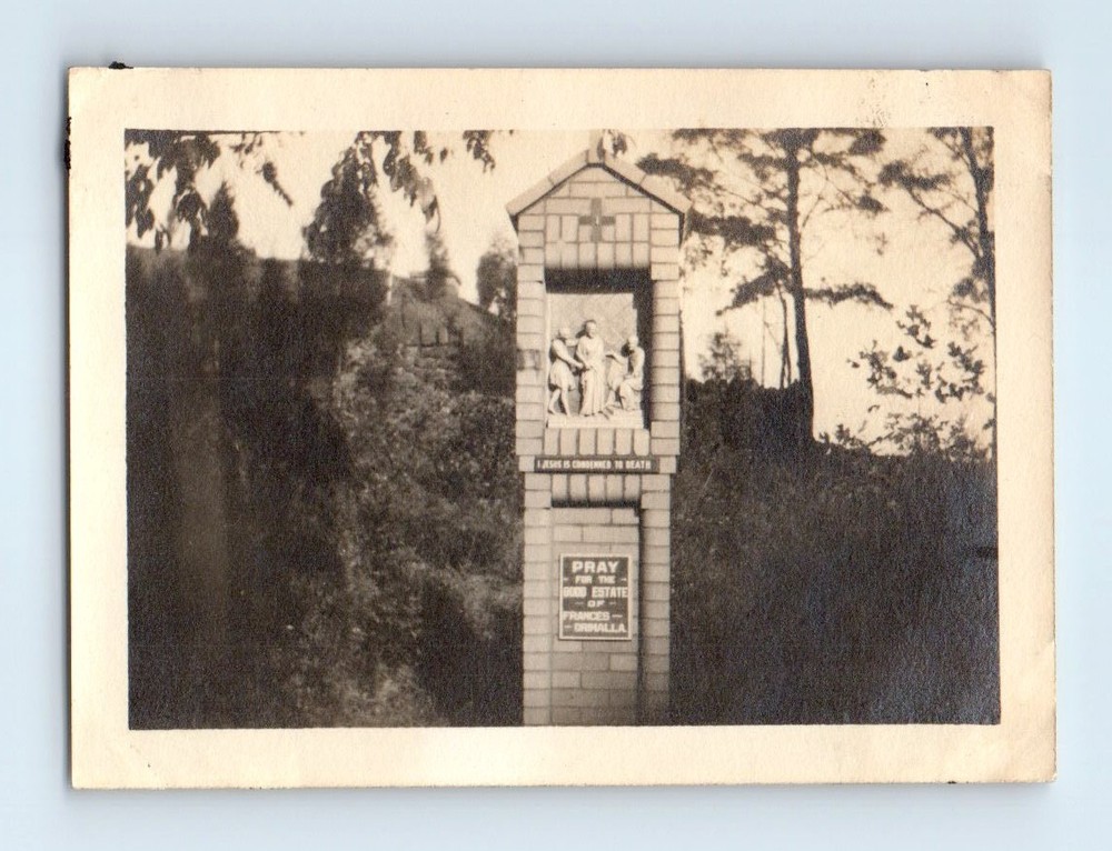 Old Vintage Photo CEMETERY GRAVE TOMBSTONE ID'D NAME FRANCES DRIMALLA
