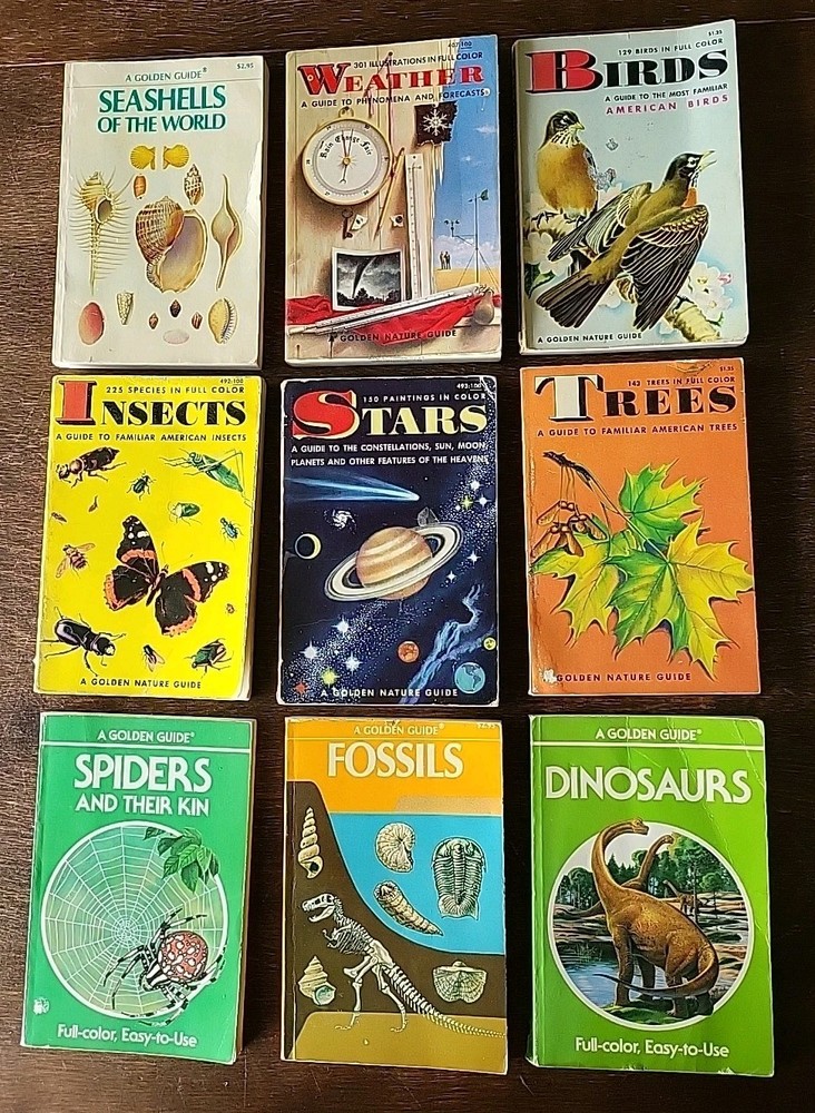 Lot Of 9 Golden Nature Guides, SC, Insects, Stars, Fossils, Trees, Birds
